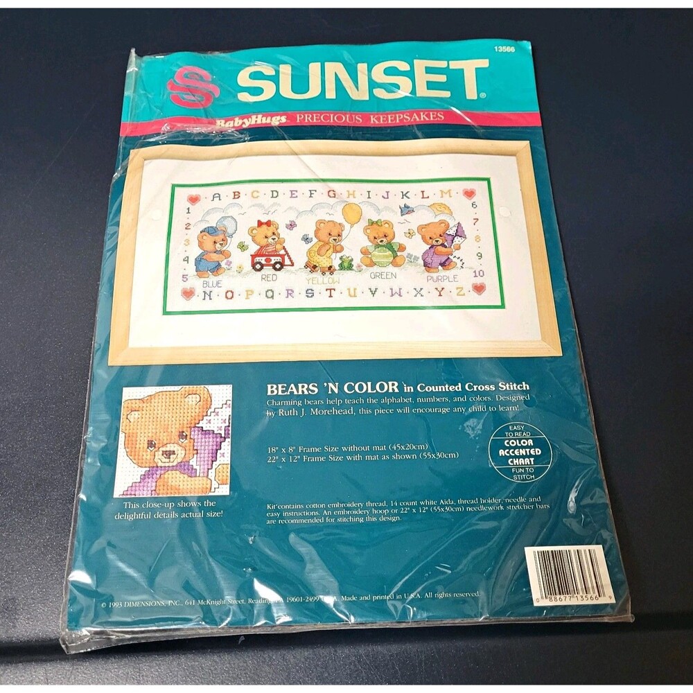 Sunset 13566 Bears N Color Alphabet Learning Counted Cross Stitch Kit